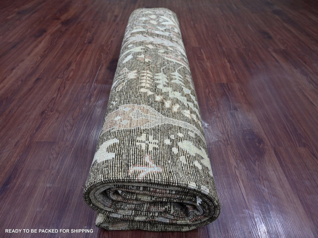 9'2" x 11'8" New Hand Knotted Brown Wool Rectangle Oriental Rug - MOA10222627