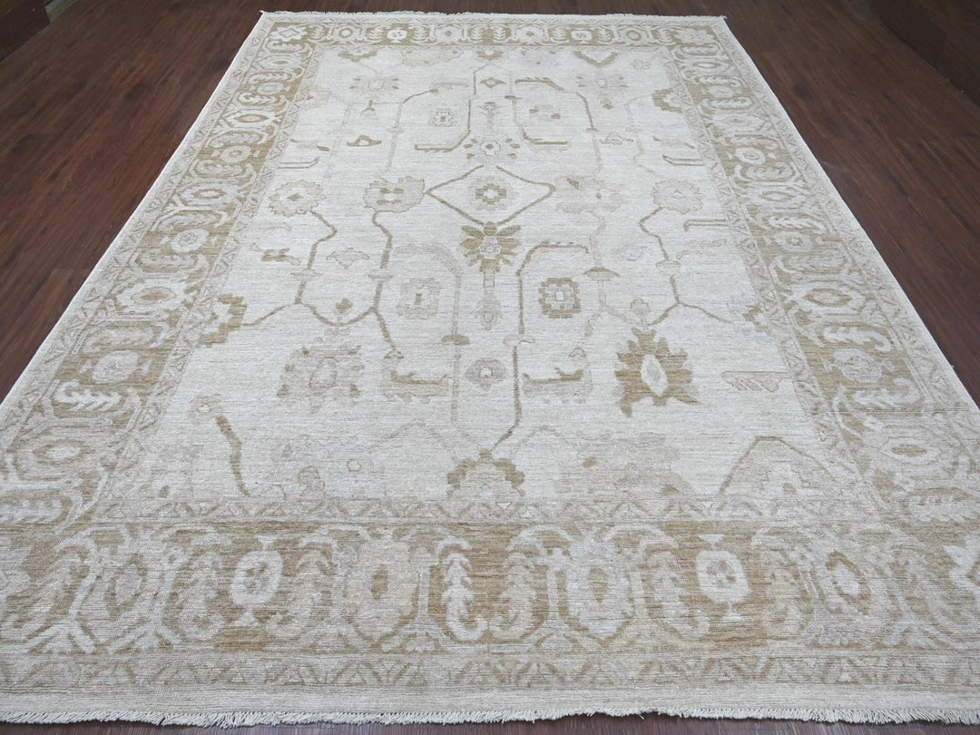 9'2" x 11'11" New Hand Knotted Grey Wool Rectangle Oriental Rug - MOA10222629