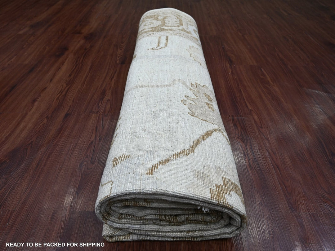 9'2" x 11'11" New Hand Knotted Grey Wool Rectangle Oriental Rug - MOA10222629
