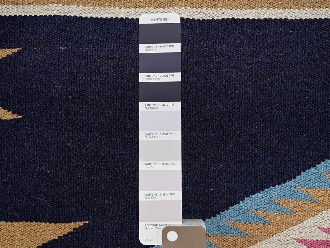 8'4" x 9'7" New Hand Woven Blue Wool Rectangle Oriental Rug - MOA1022262