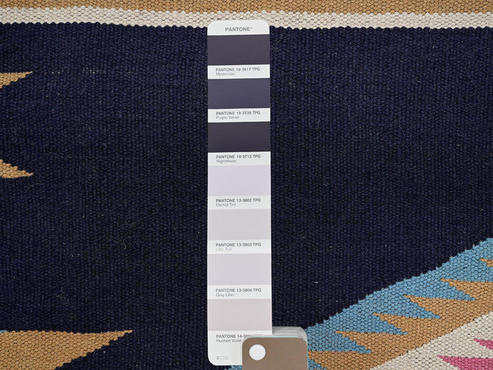 8'4" x 9'7" New Hand Woven Blue Wool Rectangle Oriental Rug - MOA1022262