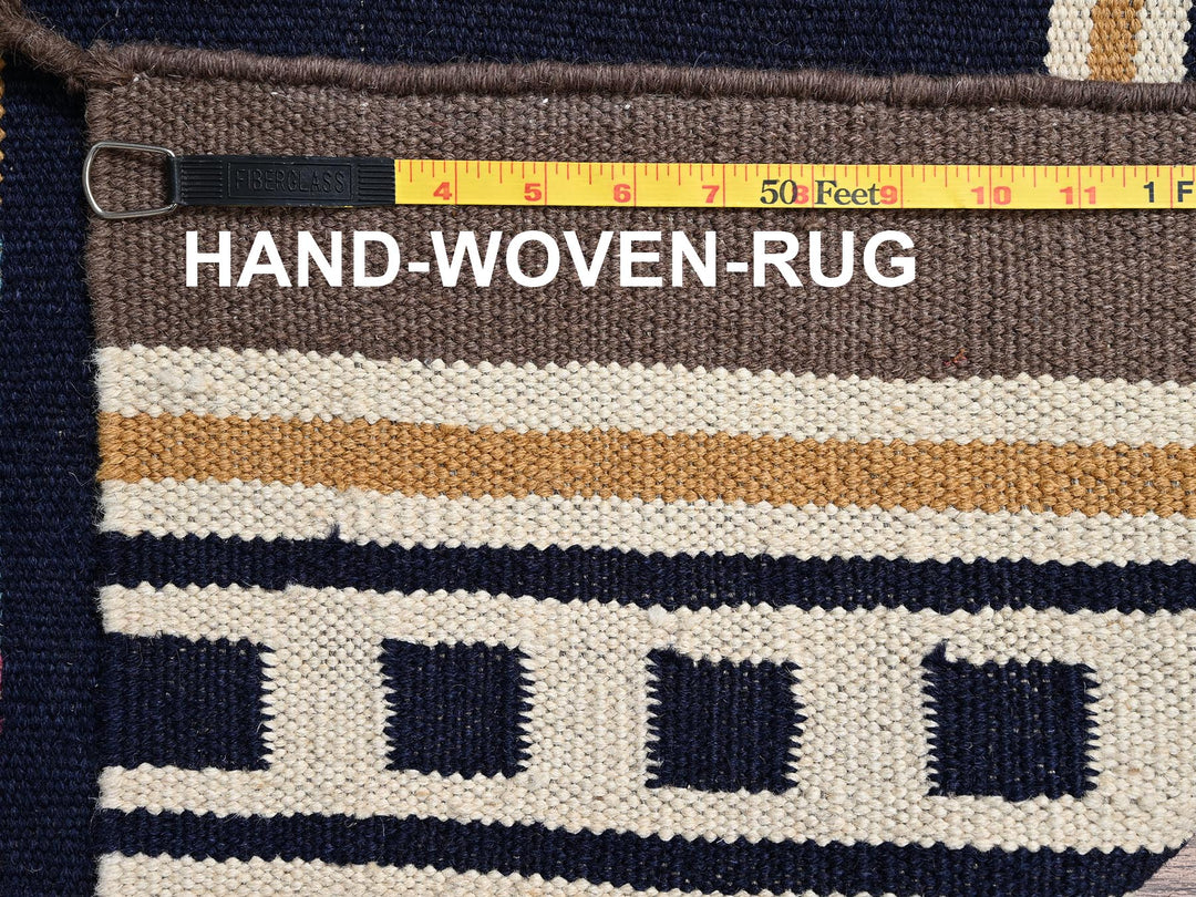 8'4" x 9'7" New Hand Woven Blue Wool Rectangle Oriental Rug - MOA1022262