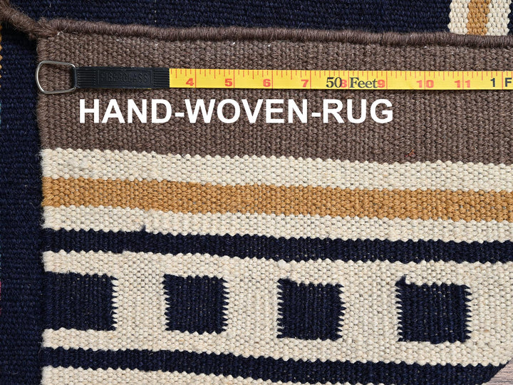 8'4" x 9'7" New Hand Woven Blue Wool Rectangle Oriental Rug - MOA1022262