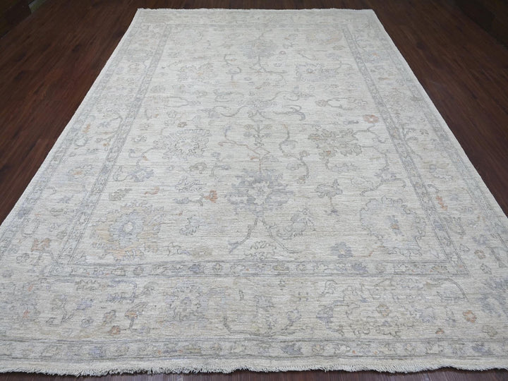 8'10" x 11'9" New Hand Knotted Ivory Wool Rectangle Oriental Rug - MOA10222631
