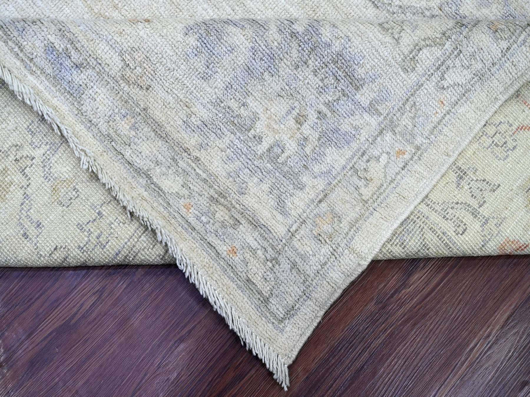 8'10" x 11'9" New Hand Knotted Ivory Wool Rectangle Oriental Rug - MOA10222631