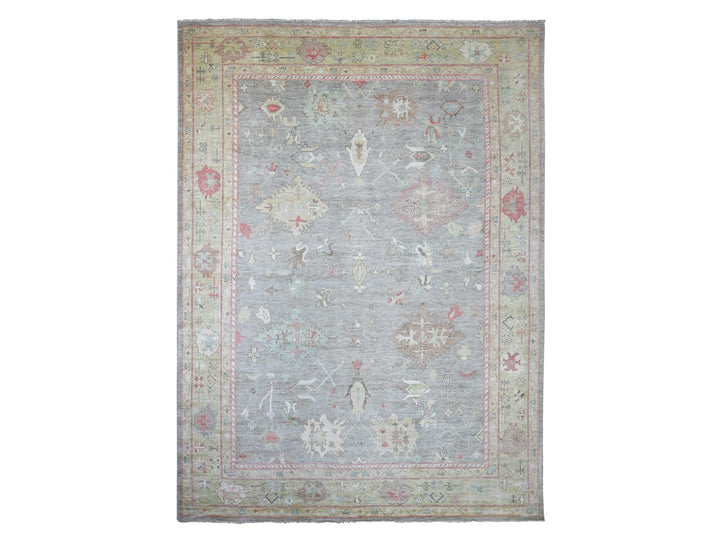 10'0" x 13'7" New Hand Knotted Grey Wool Rectangle Oriental Rug - MOA10222632