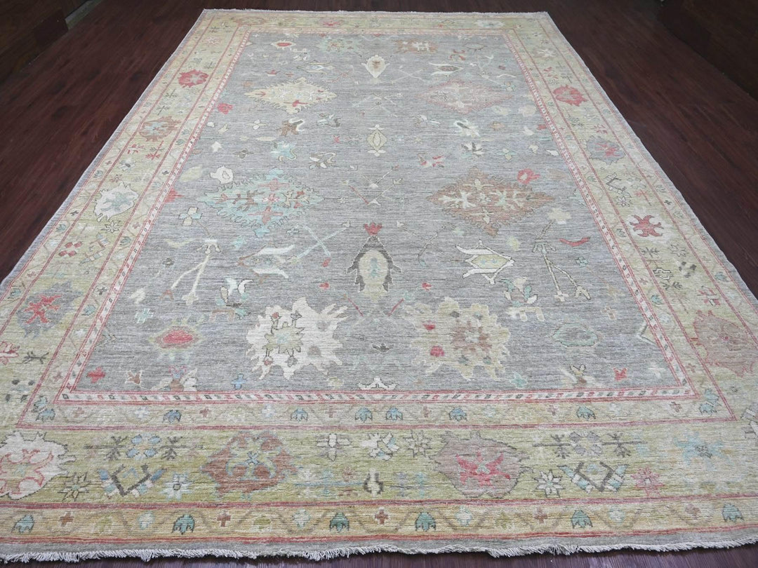 10'0" x 13'7" New Hand Knotted Grey Wool Rectangle Oriental Rug - MOA10222632