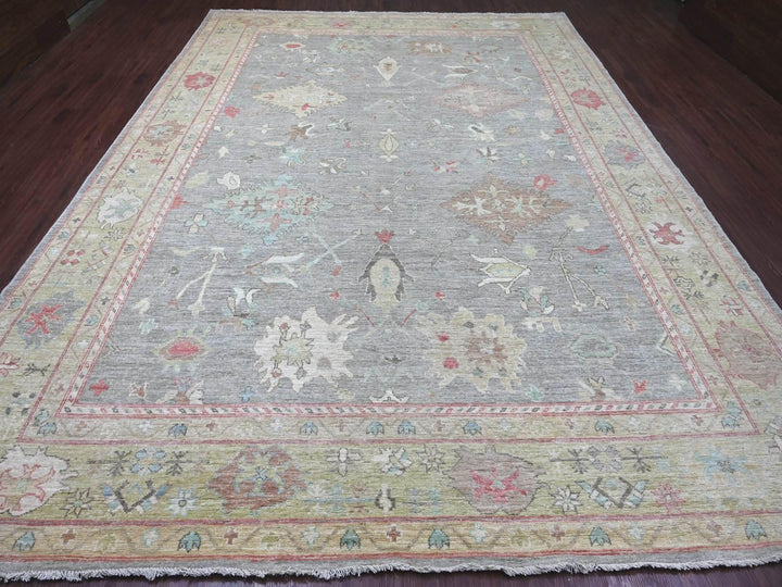 10'0" x 13'7" New Hand Knotted Grey Wool Rectangle Oriental Rug - MOA10222632