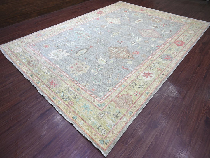 10'0" x 13'7" New Hand Knotted Grey Wool Rectangle Oriental Rug - MOA10222632