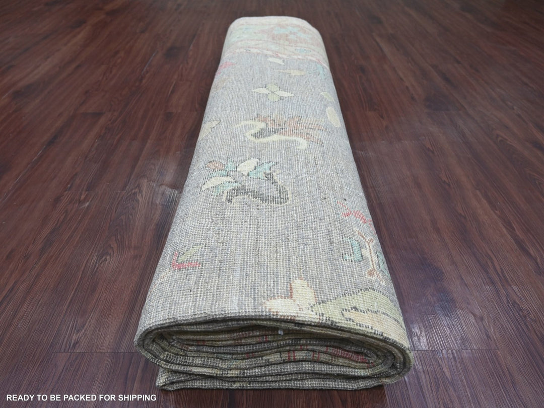 10'0" x 13'7" New Hand Knotted Grey Wool Rectangle Oriental Rug - MOA10222632
