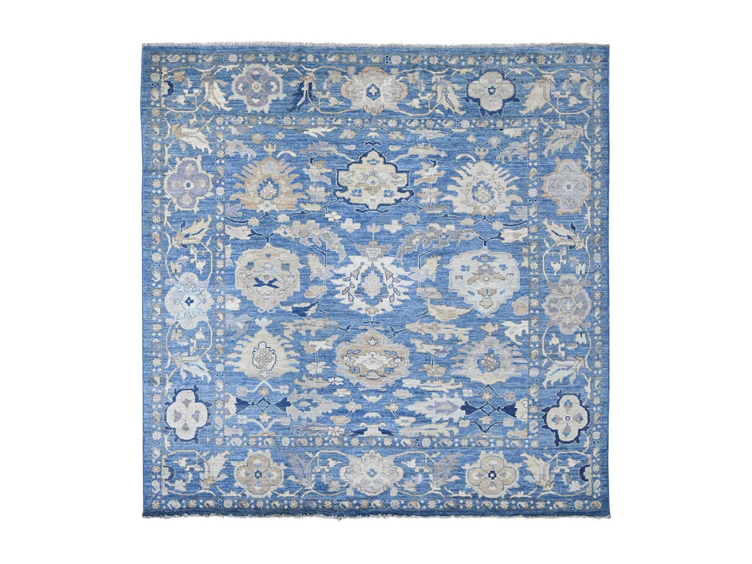 9'9" x 9'10" New Hand Knotted Blue Wool Square Oriental Rug - MOA10222633