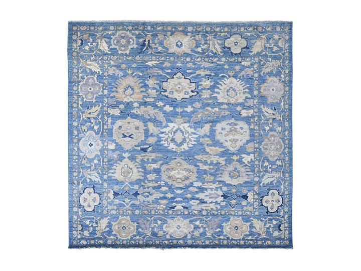 9'9" x 9'10" New Hand Knotted Blue Wool Square Oriental Rug - MOA10222633