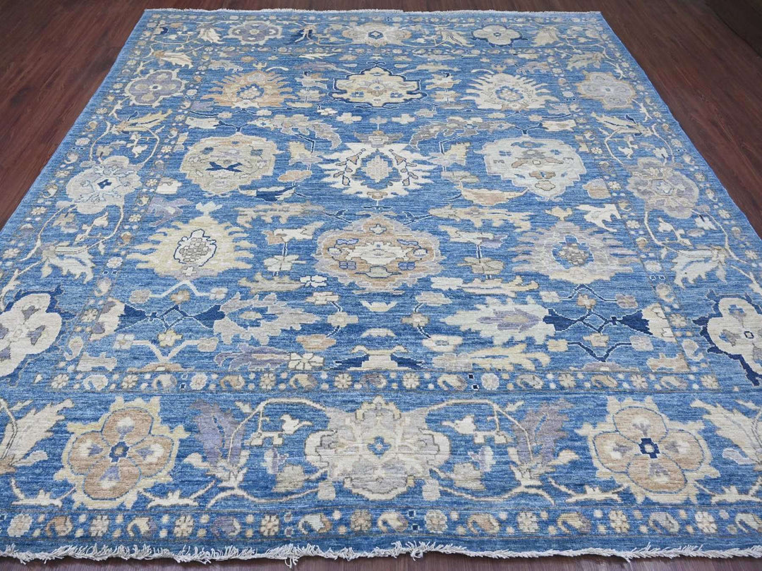9'9" x 9'10" New Hand Knotted Blue Wool Square Oriental Rug - MOA10222633