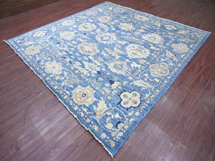 9'9" x 9'10" New Hand Knotted Blue Wool Square Oriental Rug - MOA10222633
