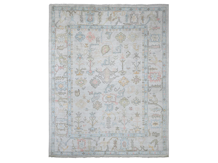 7'11" x 10'1" New Hand Knotted Grey Wool Rectangle Oriental Rug - MOA10222634