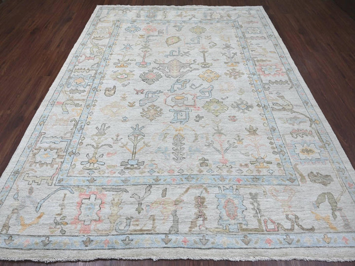 7'11" x 10'1" New Hand Knotted Grey Wool Rectangle Oriental Rug - MOA10222634