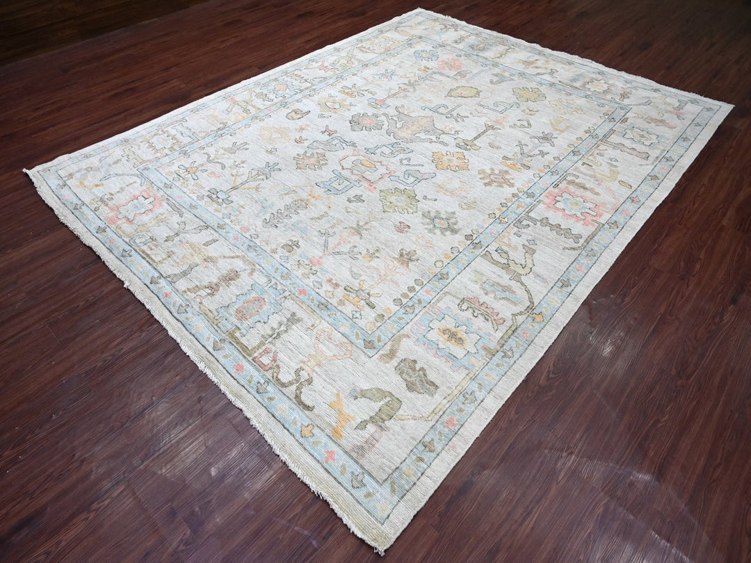 7'11" x 10'1" New Hand Knotted Grey Wool Rectangle Oriental Rug - MOA10222634