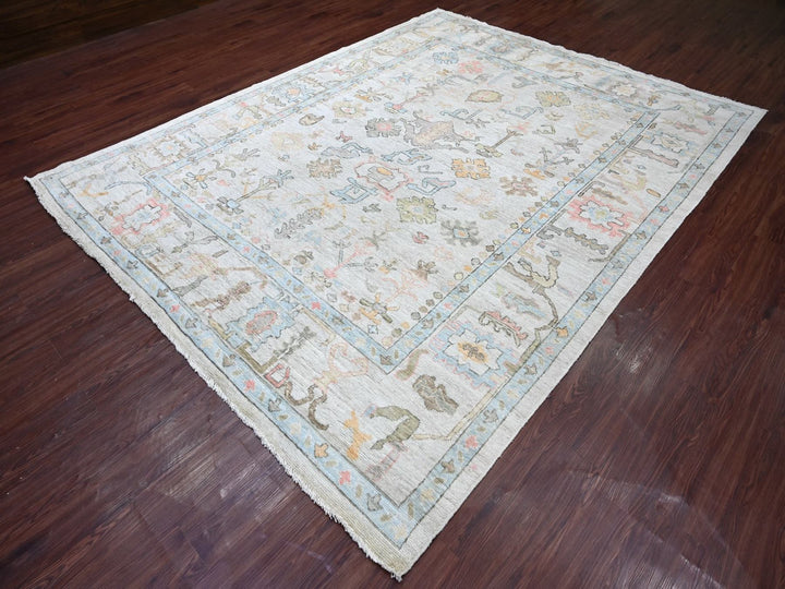 7'11" x 10'1" New Hand Knotted Grey Wool Rectangle Oriental Rug - MOA10222634