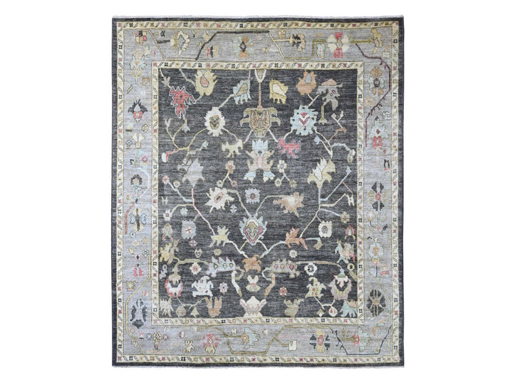 8'2" x 9'10" New Hand Knotted Grey Wool Rectangle Oriental Rug - MOA10222635