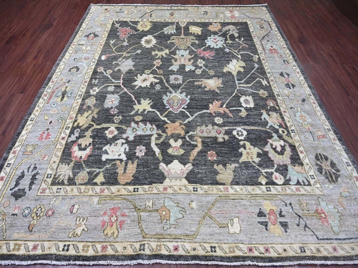 8'2" x 9'10" New Hand Knotted Grey Wool Rectangle Oriental Rug - MOA10222635