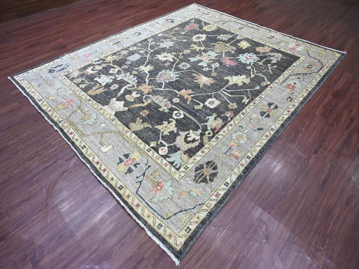 8'2" x 9'10" New Hand Knotted Grey Wool Rectangle Oriental Rug - MOA10222635