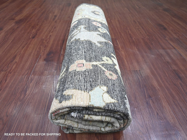 8'2" x 9'10" New Hand Knotted Grey Wool Rectangle Oriental Rug - MOA10222635