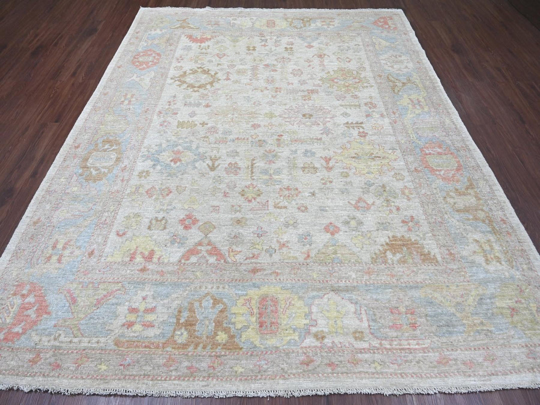 7'11" x 9'10" New Hand Knotted Grey Wool Rectangle Oriental Rug - MOA10222637
