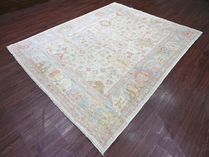7'11" x 9'10" New Hand Knotted Grey Wool Rectangle Oriental Rug - MOA10222637