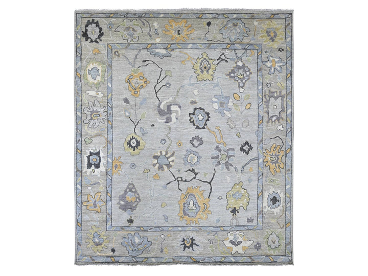 8'1" x 9'7" New Hand Knotted Grey Wool Rectangle Oriental Rug - MOA10222638
