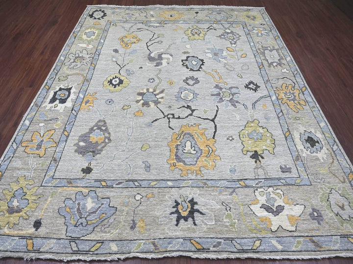 8'1" x 9'7" New Hand Knotted Grey Wool Rectangle Oriental Rug - MOA10222638