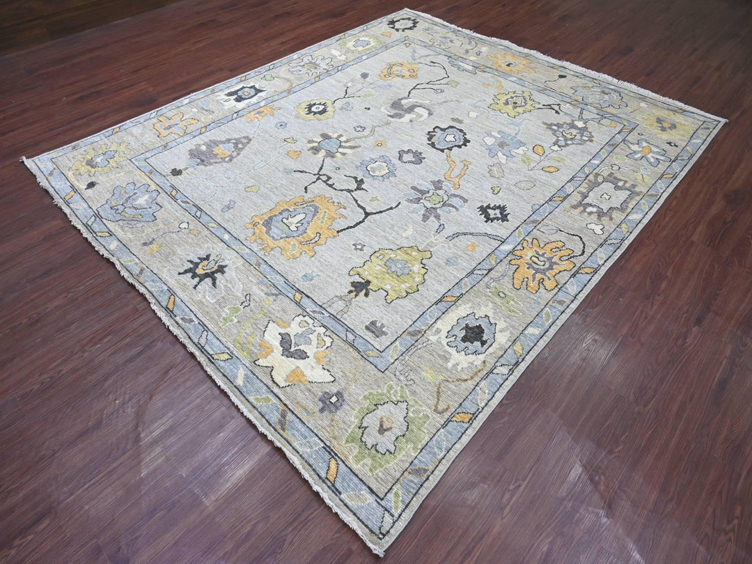 8'1" x 9'7" New Hand Knotted Grey Wool Rectangle Oriental Rug - MOA10222638