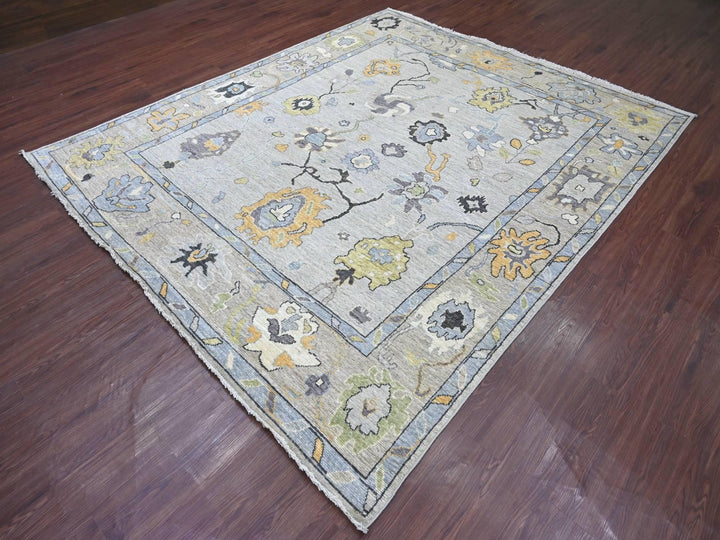 8'1" x 9'7" New Hand Knotted Grey Wool Rectangle Oriental Rug - MOA10222638
