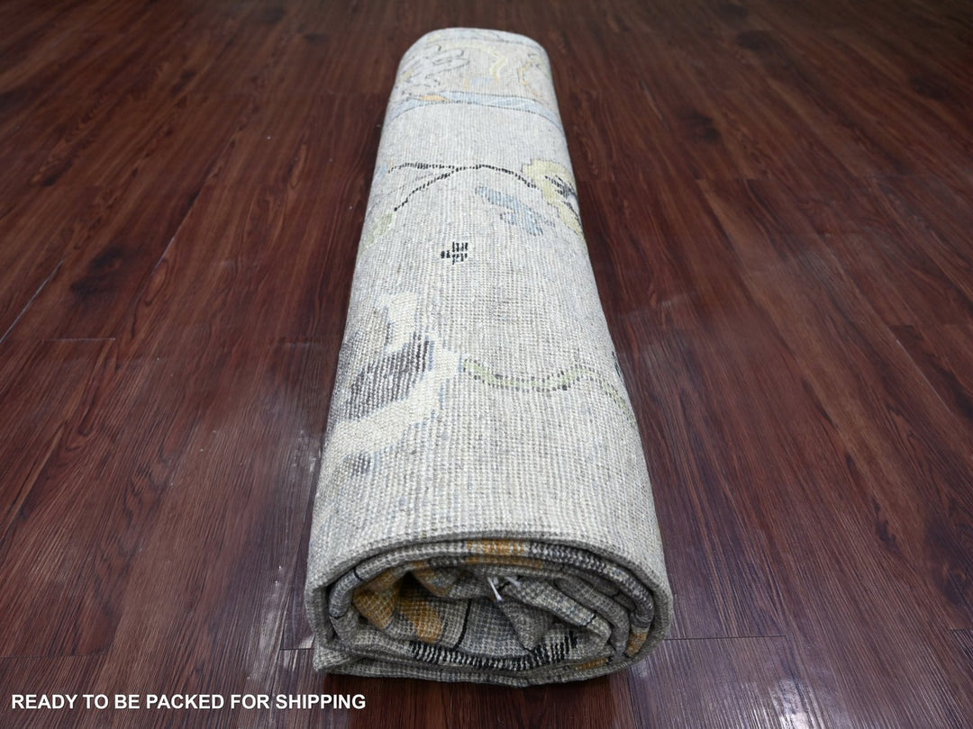8'1" x 9'7" New Hand Knotted Grey Wool Rectangle Oriental Rug - MOA10222638