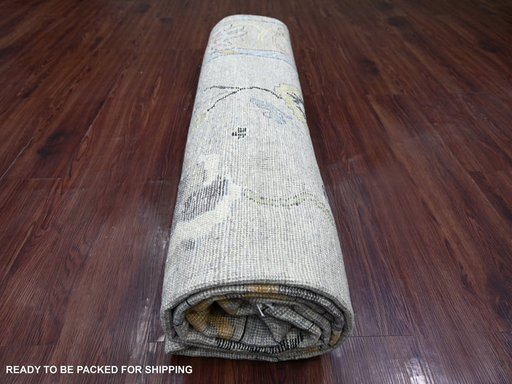 8'1" x 9'7" New Hand Knotted Grey Wool Rectangle Oriental Rug - MOA10222638