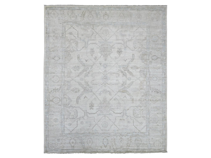 8'1" x 9'9" New Hand Knotted Ivory Wool Rectangle Oriental Rug - MOA10222639