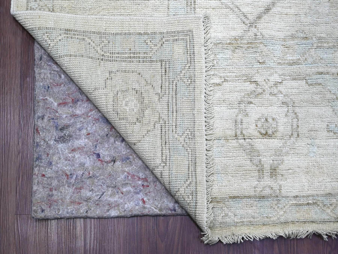8'1" x 9'9" New Hand Knotted Ivory Wool Rectangle Oriental Rug - MOA10222639
