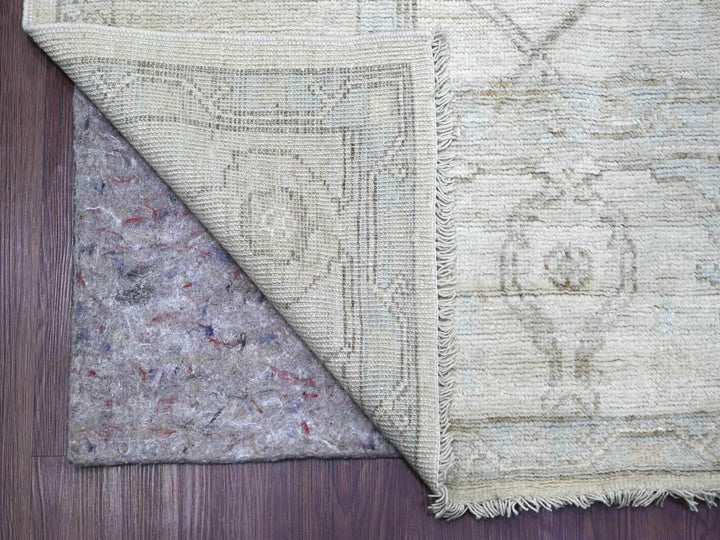 8'1" x 9'9" New Hand Knotted Ivory Wool Rectangle Oriental Rug - MOA10222639