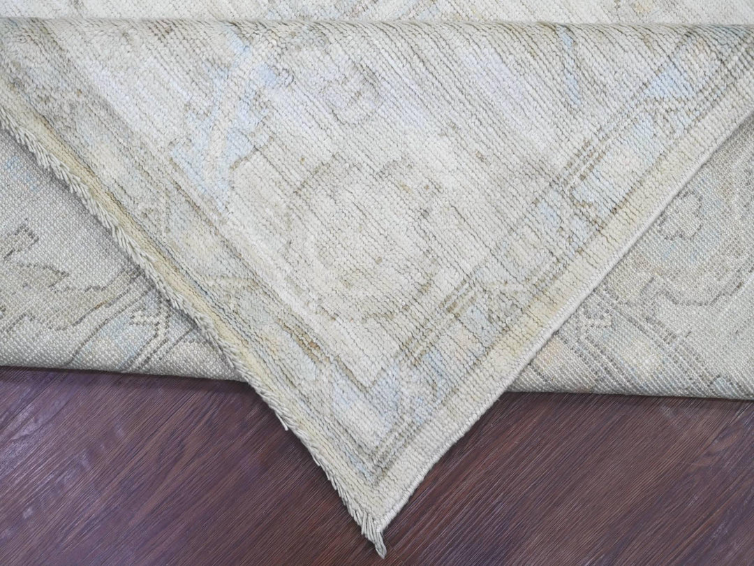 8'1" x 9'9" New Hand Knotted Ivory Wool Rectangle Oriental Rug - MOA10222639