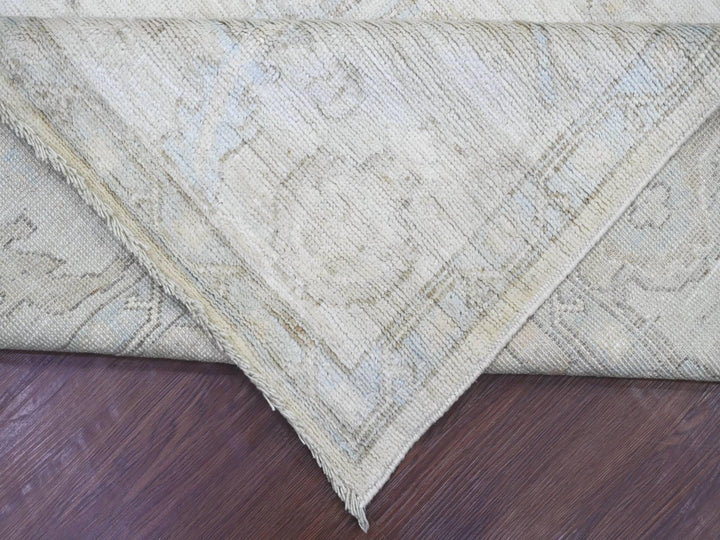 8'1" x 9'9" New Hand Knotted Ivory Wool Rectangle Oriental Rug - MOA10222639