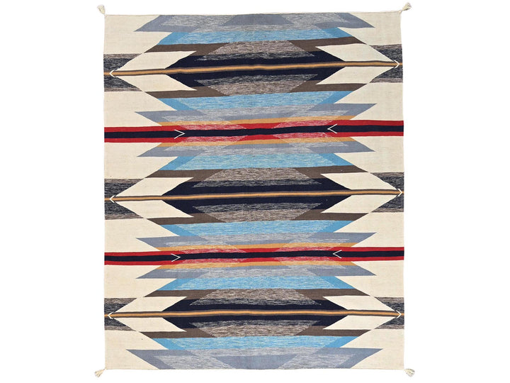 8'2" x 9'7" New Hand Woven Blue Wool Rectangle Oriental Rug - MOA1022263