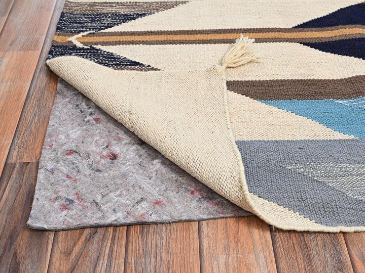 8'2" x 9'7" New Hand Woven Blue Wool Rectangle Oriental Rug - MOA1022263