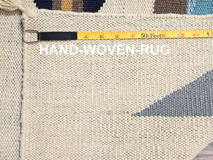8'2" x 9'7" New Hand Woven Blue Wool Rectangle Oriental Rug - MOA1022263