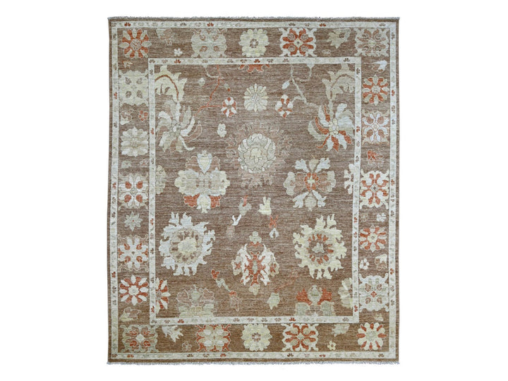 8'2" x 9'9" New Hand Knotted Brown Wool Rectangle Oriental Rug - MOA10222640