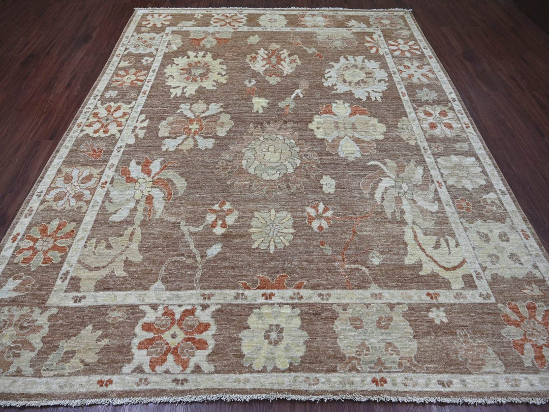 8'2" x 9'9" New Hand Knotted Brown Wool Rectangle Oriental Rug - MOA10222640