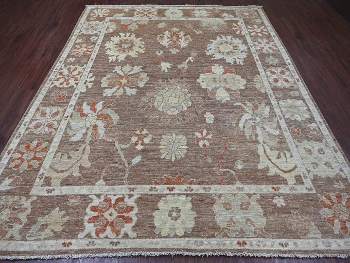 8'2" x 9'9" New Hand Knotted Brown Wool Rectangle Oriental Rug - MOA10222640
