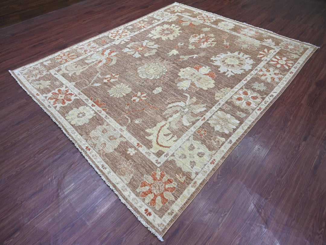 8'2" x 9'9" New Hand Knotted Brown Wool Rectangle Oriental Rug - MOA10222640