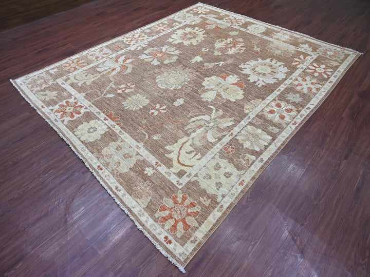 8'2" x 9'9" New Hand Knotted Brown Wool Rectangle Oriental Rug - MOA10222640