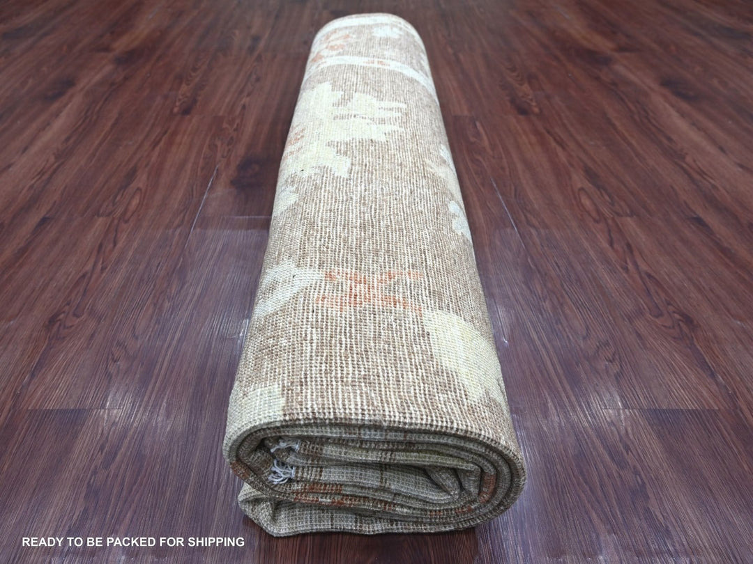 8'2" x 9'9" New Hand Knotted Brown Wool Rectangle Oriental Rug - MOA10222640
