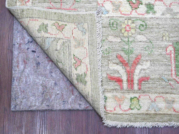 8'0" x 9'8" New Hand Knotted Green Wool Rectangle Oriental Rug - MOA10222641
