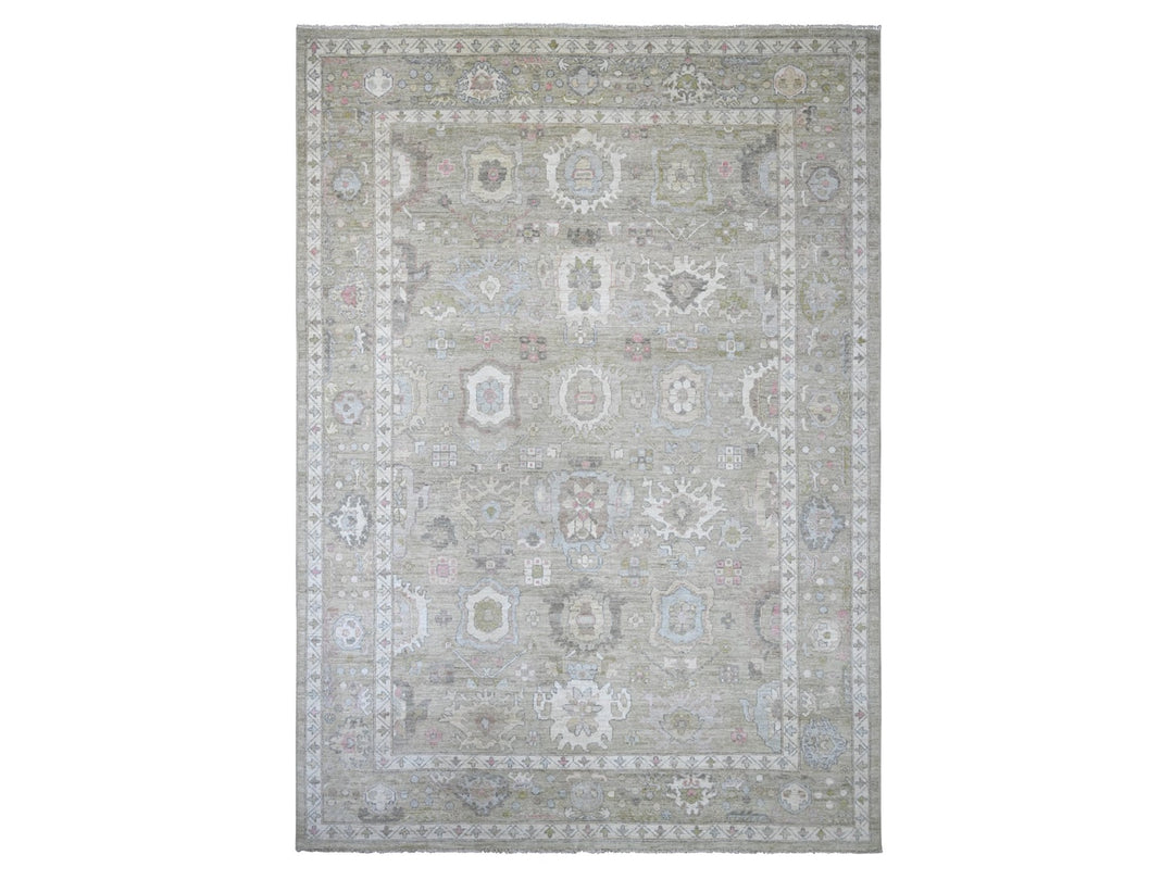 10'0" x 13'11" New Hand Knotted Green Wool Rectangle Oriental Rug - MOA10222643